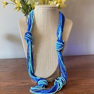 Shades of Blue Glass Seed Bead Necklace